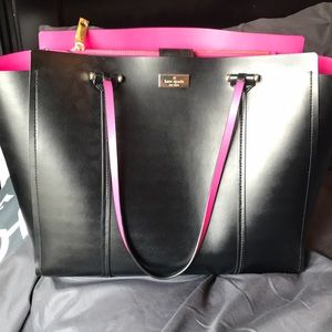 Like New Kate Spade Large Black/Hot Pink Tote